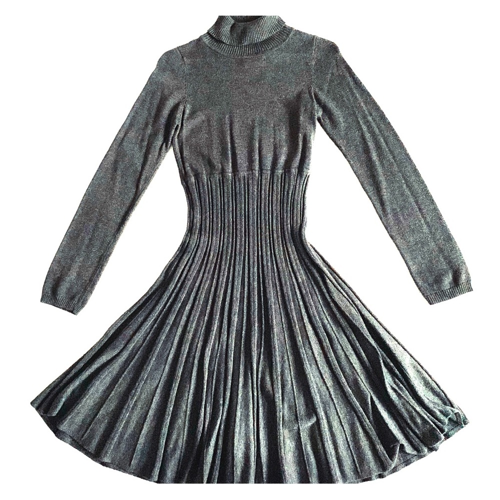 Max Studio Grey Sweater Dress w/Turtleneck Collar